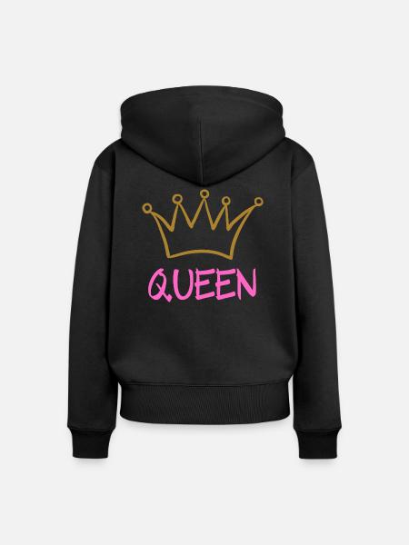 QUEEN 3 - Frauen Premium Bio Zip Hoodie - Schwarz