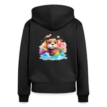 süßer Otter - Frauen Premium Bio Zip Hoodie - Schwarz - Hinten - Julia (174cm)