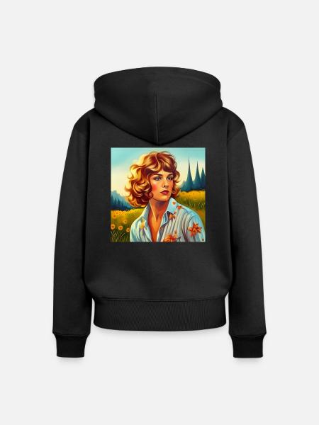70`s Woman - Frauen Premium Bio Zip Hoodie - Schwarz