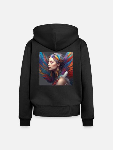 Rainbow Elf6 - Frauen Premium Bio Zip Hoodie - Schwarz