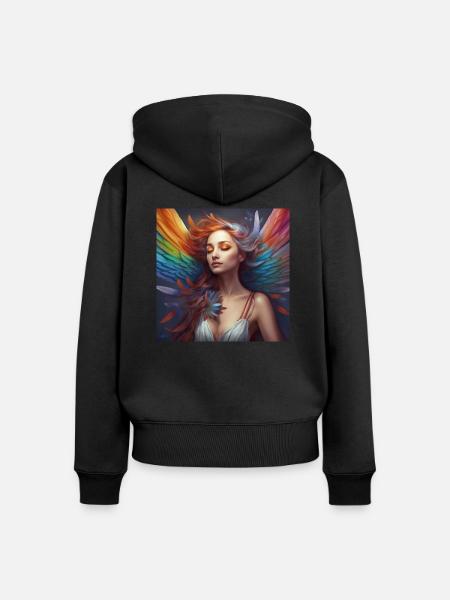 Rainbow Elf5 - Frauen Premium Bio Zip Hoodie - Schwarz