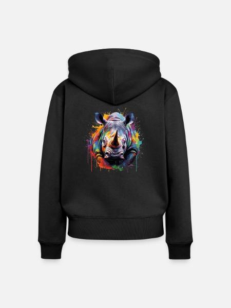 das bunte Rhino - Frauen Premium Bio Zip Hoodie - Schwarz