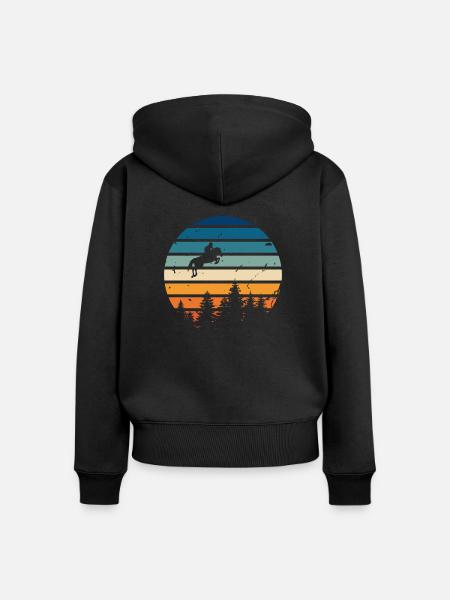 Retro-Reiten - Frauen Premium Bio Zip Hoodie - Schwarz