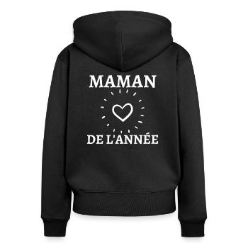 T shirt femme pour la maman de l'année - Sweat à capuche zippé Premium bio Femme - noir - Dos - Julia (174cm)