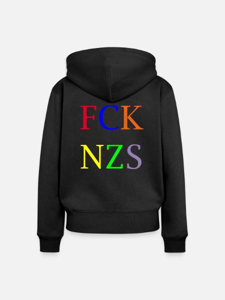 FCK NZS - Frauen Premium Bio Zip Hoodie - Schwarz