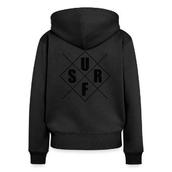 Surfing Surfboard Surfer Wassersport - Frauen Premium Bio Zip Hoodie - Schwarz - Hinten - Julia (174cm)