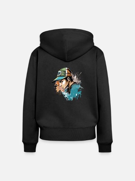 Urbaner Tom - Frauen Premium Bio Zip Hoodie - Schwarz