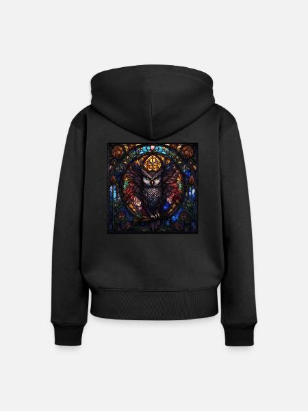 Eulen Eulenkunst - Frauen Premium Bio Zip Hoodie - Schwarz