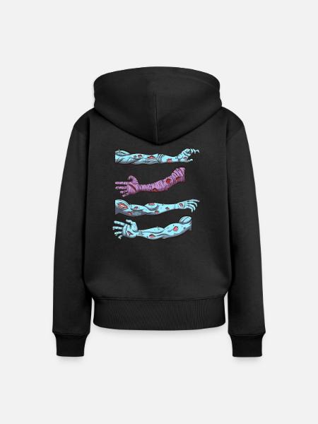 Zombie-Hände - Frauen Premium Bio Zip Hoodie - Schwarz
