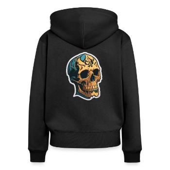 Cool Skull - Frauen Premium Bio Zip Hoodie - Schwarz - Hinten - Julia (174cm)