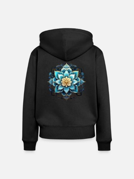 MANDALA KOSMISCH - Frauen Premium Bio Zip Hoodie - Schwarz