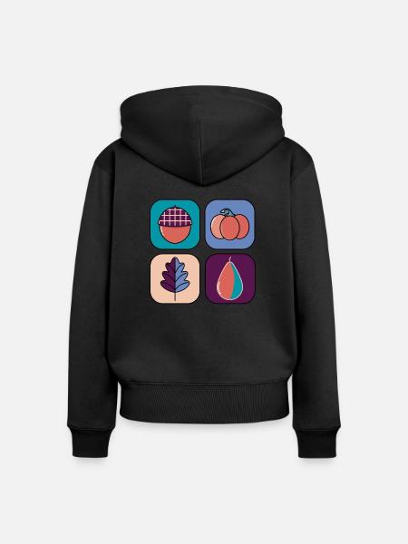 Herbstliches Design #1 - Frauen Premium Bio Zip Hoodie - Schwarz