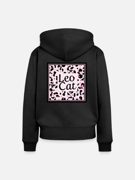 Leo Cat Leopard Design - Frauen Premium Bio Zip Hoodie - Schwarz