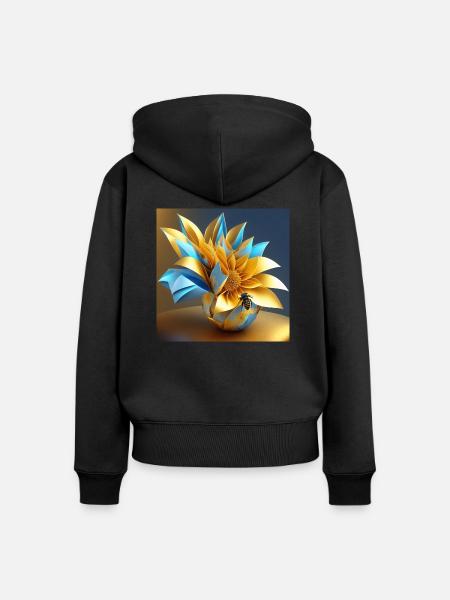 Origami Blüte - Frauen Premium Bio Zip Hoodie - Schwarz