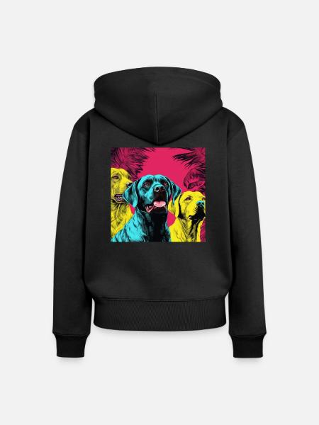 Hunde im Neon-Stil - Frauen Premium Bio Zip Hoodie - Schwarz