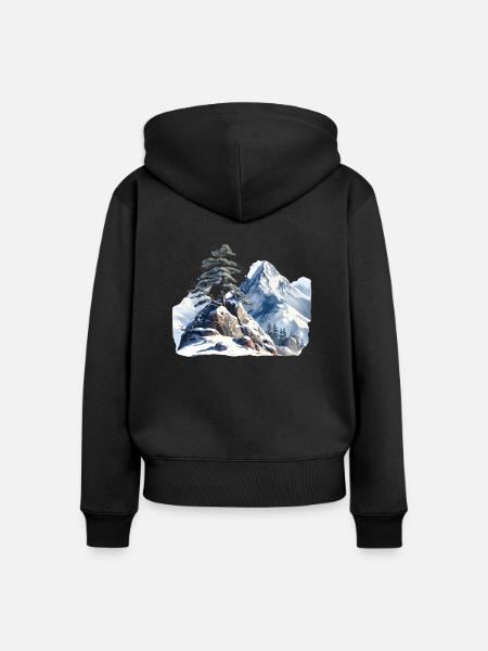 Am Rande der Baumgrenze - Frauen Premium Bio Zip Hoodie - Schwarz
