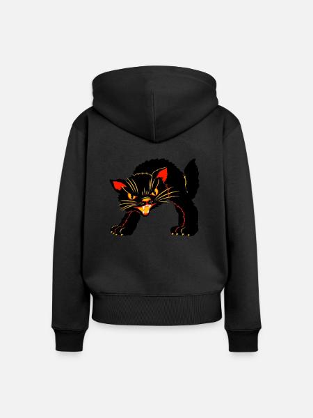cat Halloween - Frauen Premium Bio Zip Hoodie - Schwarz