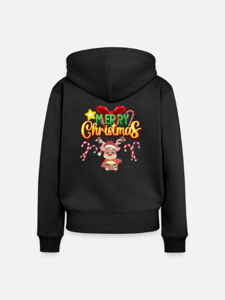 merry christmas - Frauen Premium Bio Zip Hoodie - Schwarz