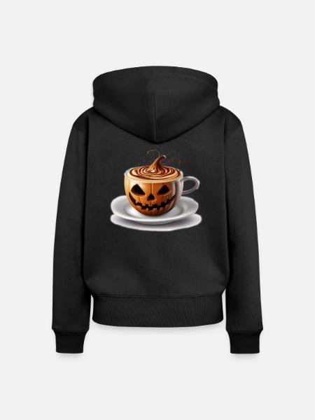 Halloween Kaffeetasse Süßes oder Saures - Frauen Premium Bio Zip Hoodie - Schwarz
