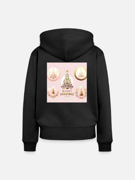 Frohe Weihnachten - Frauen Premium Bio Zip Hoodie - Schwarz