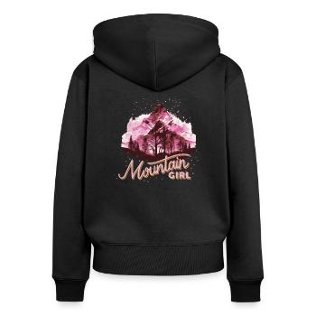 Bergmädchen Bunt - Frauen Premium Bio Zip Hoodie - Schwarz - Hinten - Julia (174cm)
