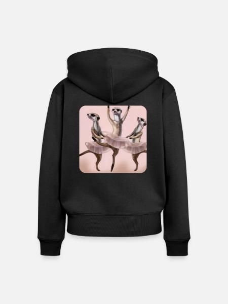 Ballett Erdmännchen - Frauen Premium Bio Zip Hoodie - Schwarz
