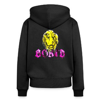 Bored Meme citation drôle Cool triste ennuyeux Gils Art - Sweat à capuche zippé Premium bio Femme - noir - Dos - Julia (174cm)