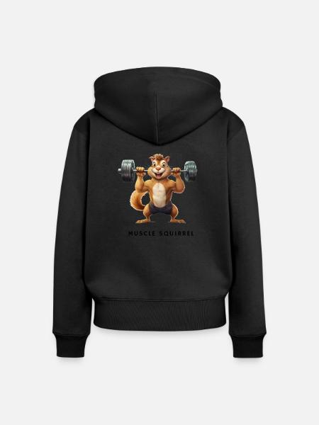 Muscle Squirrel - Frauen Premium Bio Zip Hoodie - Schwarz