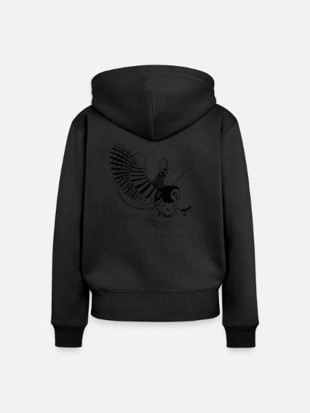 Eule - Frauen Premium Bio Zip Hoodie - Schwarz