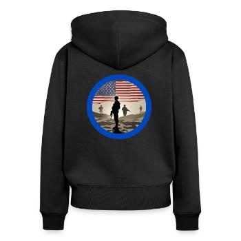Veterans,veteran,armistice,us army,navy, - Women's Premium Organic Zip Hoodie - black - Back - Julia (174cm)