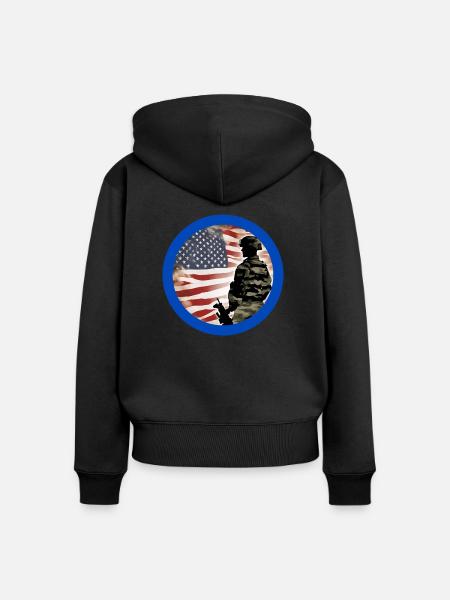 Veteranen,Veteran,Waffenstillstand,US-Armee,Marine, - Frauen Premium Bio Zip Hoodie - Schwarz