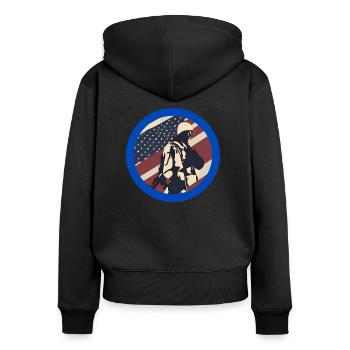 Veterans,veteran,armistice,us army,navy - Women's Premium Organic Zip Hoodie - black - Back - Julia (174cm)