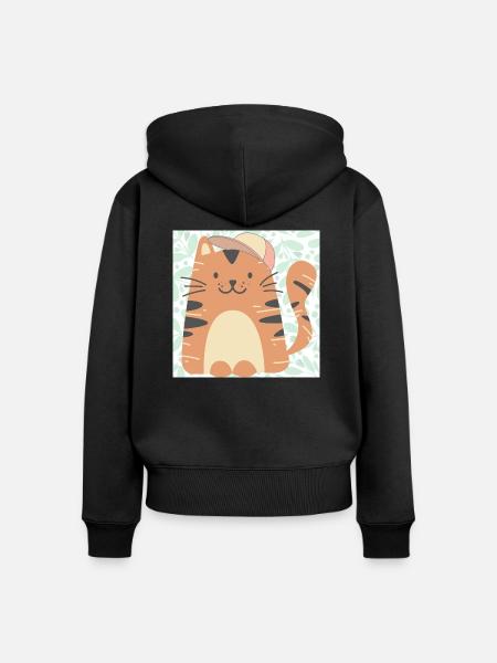 Glückliches Kätzchen. - Frauen Premium Bio Zip Hoodie - Schwarz