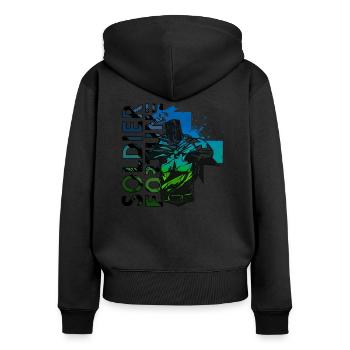 Soldier Fortune Military Army War Cool Navy Combat - Frauen Premium Bio Zip Hoodie - Schwarz - Hinten - Julia (174cm)