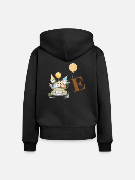 Buchstabe E Safari - Frauen Premium Bio Zip Hoodie - Schwarz