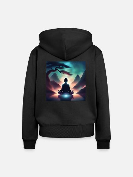 Zen wie ich - Frauen Premium Bio Zip Hoodie - Schwarz
