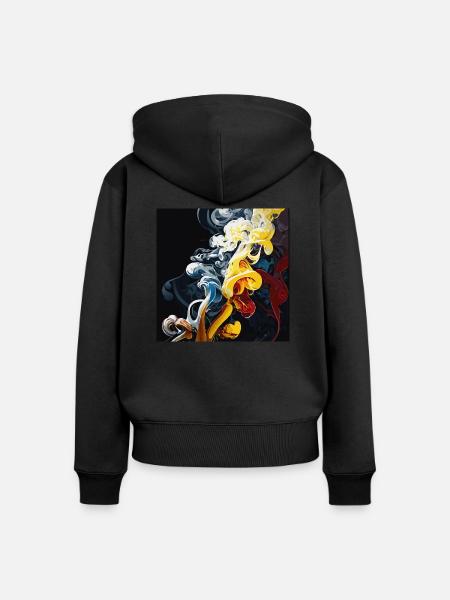 Rauchende Blume (Kunstwerksammlung) - Frauen Premium Bio Zip Hoodie - Schwarz