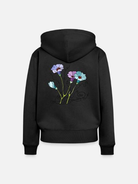 Blumen - Frauen Premium Bio Zip Hoodie - Schwarz