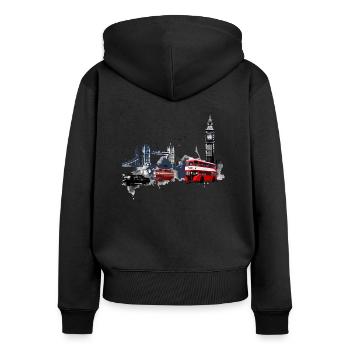 London, the vibrant capital - Women's Premium Organic Zip Hoodie - black - Back - Julia (174cm)