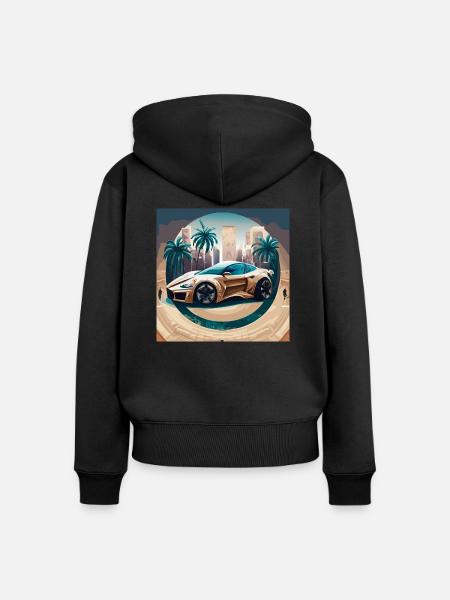 Sportscar in Dessert - Frauen Premium Bio Zip Hoodie - Schwarz