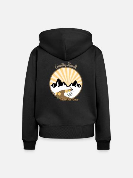 Country Roads - Frauen Premium Bio Zip Hoodie - Schwarz