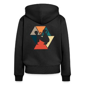 Maman rétro vintage-idée cadeau maman - Sweat à capuche zippé Premium bio Femme - noir - Dos - Julia (174cm)