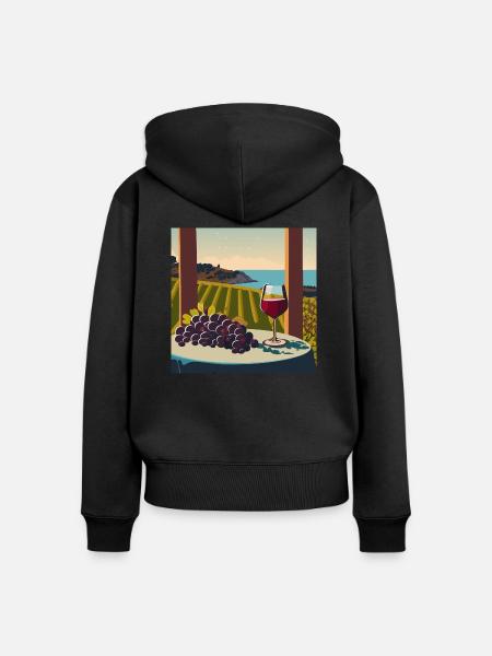 Rotwein / Wein / Weißwein - Frauen Premium Bio Zip Hoodie - Schwarz