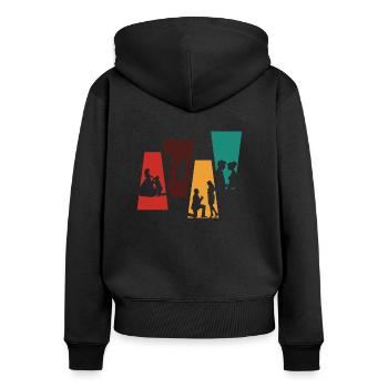 Vintage Retro Bräutigam Paar-Braut Geschenkidee - Frauen Premium Bio Zip Hoodie - Schwarz - Hinten - Julia (174cm)