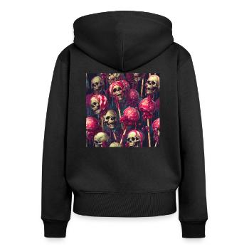 Totenköpfe Lutscher geschmolzen - Frauen Premium Bio Zip Hoodie - Schwarz - Hinten - Julia (174cm)