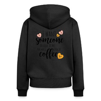 Coffee Love - Women's Premium Organic Zip Hoodie - black - Back - Julia (174cm)