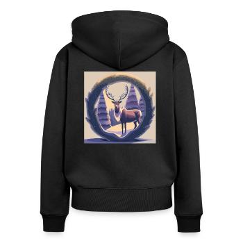 Rentier Kranz - Frauen Premium Bio Zip Hoodie - Schwarz - Hinten - Julia (174cm)