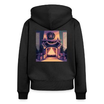 Cheminée de Noël - Sweat à capuche zippé Premium bio Femme - noir - Dos - Julia (174cm)