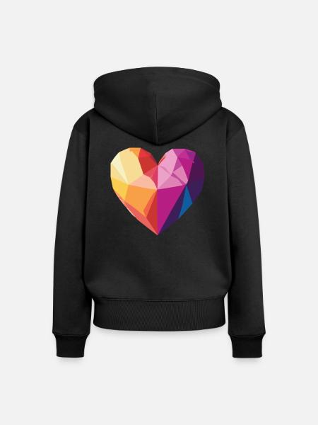 Liebe - Low Poly Herz - Frauen Premium Bio Zip Hoodie - Schwarz