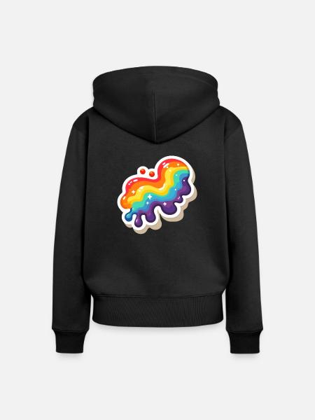 Regenbogen-Pouring-Farbe - Frauen Premium Bio Zip Hoodie - Schwarz